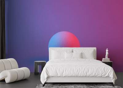 Ball in red-blue neon light. Minimalism. Wall mural