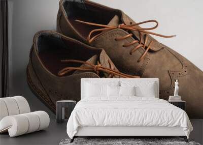 Brogue shoes closeup on white background Wall mural