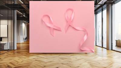 Two pink ribbons, breast cancer awareness symbol Wall mural