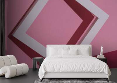 White frame on pink background with shadow. Creative layout, minimalism Wall mural