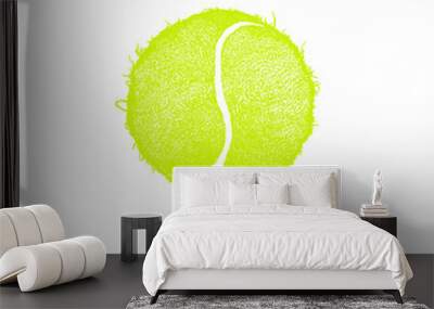 Vector illustration tennis ball isolated on white background. Hand drawing a ball. Design print for T-shirts, hand drawing. Element sports for the poster, banner, flyer. Wall mural