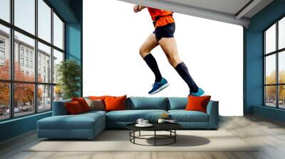 legs man runner in compression socks running isolated on transparent background Wall mural