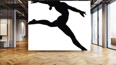 side view woman gymnast split jump in gymnastics black silhouette Wall mural