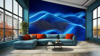 Abstract Blue Digital Wave, Abstract , Digital Art , Wave , Technology Wall mural