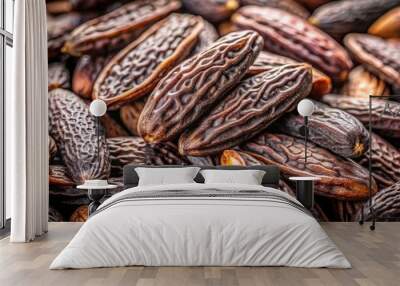 Close-up of Tonka Beans, a Aromatic Spice, Macro Photography, Food, Flavor , Tonka Bean , Spice Wall mural