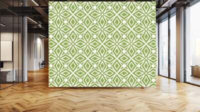 Geometric Green and White Starburst Pattern, green, white, pattern Wall mural