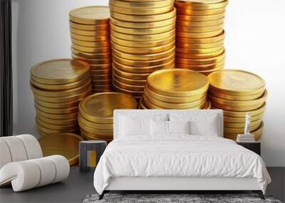 Golden Coin Stacks - A Symbol of Wealth and Success, 3D Illustration, Gold Coin, Stack, Finance , wealth , success Wall mural