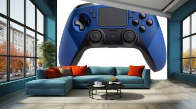 Modern ergonomic gaming controller in black and blue with analog sticks, D-pad, touchpad, and matte finish for non-slip grip, sleek design, generative ai Wall mural