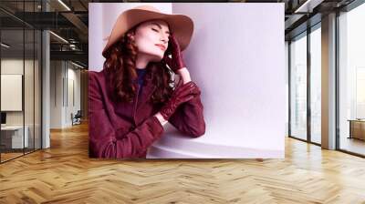 Beautiful girl with a hat Wall mural