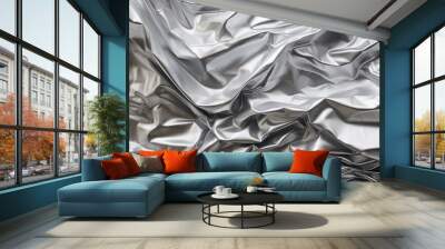 crumpled aluminum foil material background Wall mural