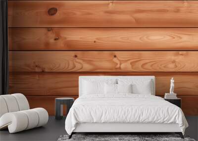 Uneven cedar planks in horizontal orientation; natural wood grain knotted background Wall mural