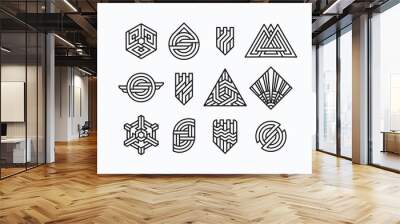 Set of vector geometric symbols Wall mural