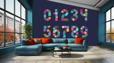 Vector numerals. Set of creative color geometry shapes' figures and numbers. Wall mural