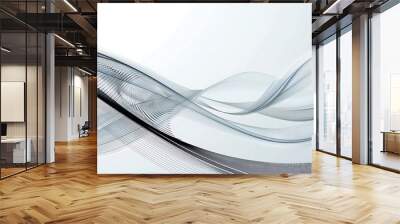 Abstract gray and white wave background Wall mural