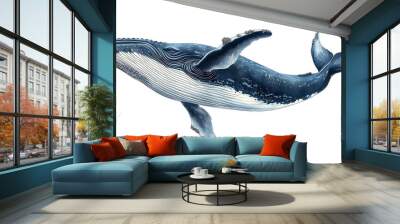 Big whale illustration. isolated on white background Wall mural