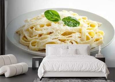 Fettuccine creamy sauce with parmesan cheese on plate isolated on white background.,italian food Wall mural