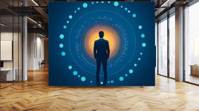 Human resource management and recruitment business concept. One person standing in epicenter. Wall mural