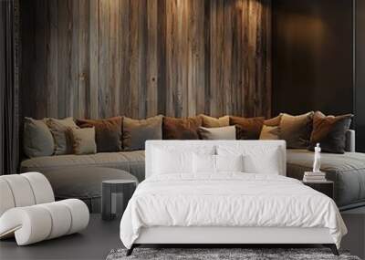 Loft interior design of modern living room with barn wood paneling wall Wall mural