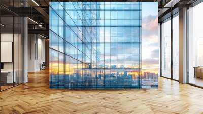 Panoramic skyline and buildings with many glass windows Wall mural