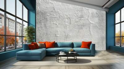 A cracked concrete wall painted with silver paint. Wall mural