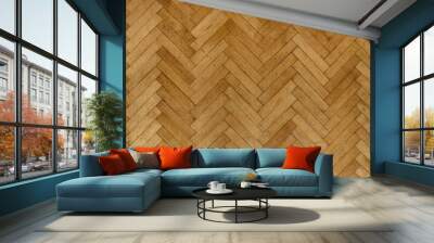 Old wooden parquet floor planks Wall mural