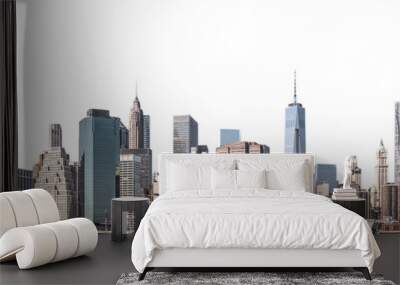 One World Trade Center and skyscraper, high-rise building in Lower Manhattan, New York City, isolated white background with clipping path Wall mural