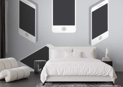 simple flat isometric phone set Wall mural