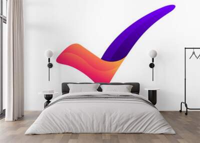 colorful check mark abstract logo on white background Wall mural