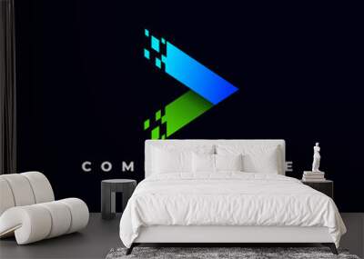 digital media arrow logo in modern style Wall mural