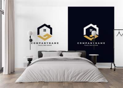 home logo and hand shape Wall mural