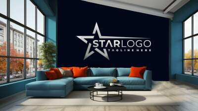 silver star logo, star logo template Wall mural