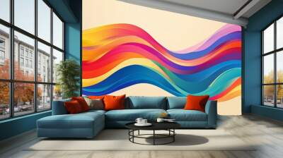 Colorful LGBTQ+ Banner with Flowing Rainbow Waves for Design, Print, Card, or Poster Wall mural