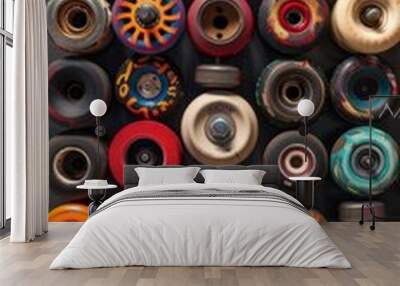 Colorful Skateboard Wheels Collection Artfully Arranged for Design and Inspiration Wall mural