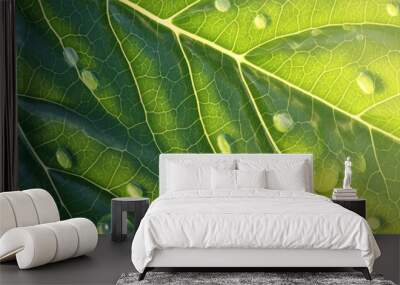 Nature-Inspired Innovation: Close-Up of a Leaf with Circuit-Like Veins Wall mural