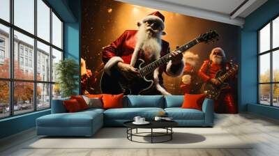 New Year's Party. New Year's Eve concert with Santa Claus and lively rock band Wall mural