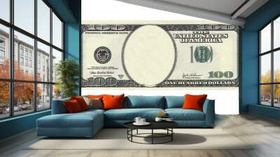 One hundred dollars bill with no face isolated on white Wall mural