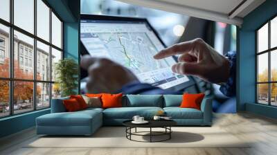 Real-Time GPS Tracking on Tablet - Technology for Fleet Management Wall mural