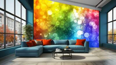 Vivid Rainbow Colored Bokeh Background - Perfect for Pride Month Banner or Diversity Event Celebrations Wall mural