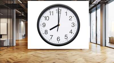 Wall clock shows time 8 o'clock on white isolated background. Round wall clock - front view. Twenty o'clock Wall mural