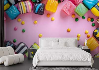 Colored liquorice candies on the background with copy space. Wall mural