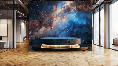 display podium on galaxy background Wall mural