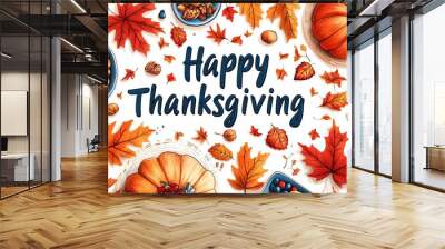 happy thanksgiving text banner Wall mural