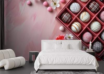 mother's day pink background  with candy Wall mural