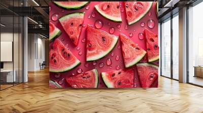 pattern of watermelon and drops Wall mural