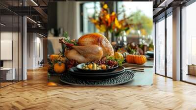 Thanksgiving turkey on table in restaurant Wall mural