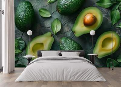 top view of avocado pattern  Wall mural