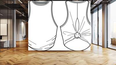 back knotted sleeveless top, tank top Vector template Wall mural