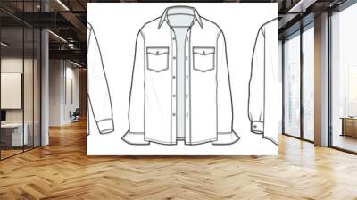 flat sketch set of mens long sleeve shirts vector illustration Wall mural