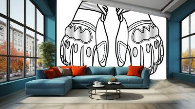 motorcycle gloves with knuckle protection flat sketch vector illustration editable file Wall mural