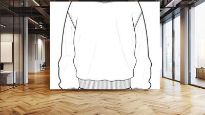 oversize crew neck sweatshirt fashion flat sketch vector illustration Wall mural